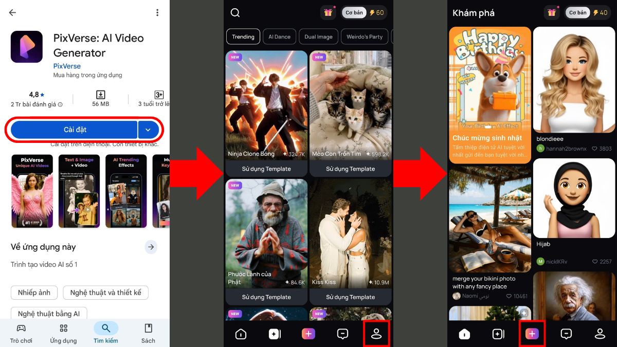 Hướng Dẫn Cách Tạo Video Bằng AI Trên Điện Thoại- Tạo video từ template 1
