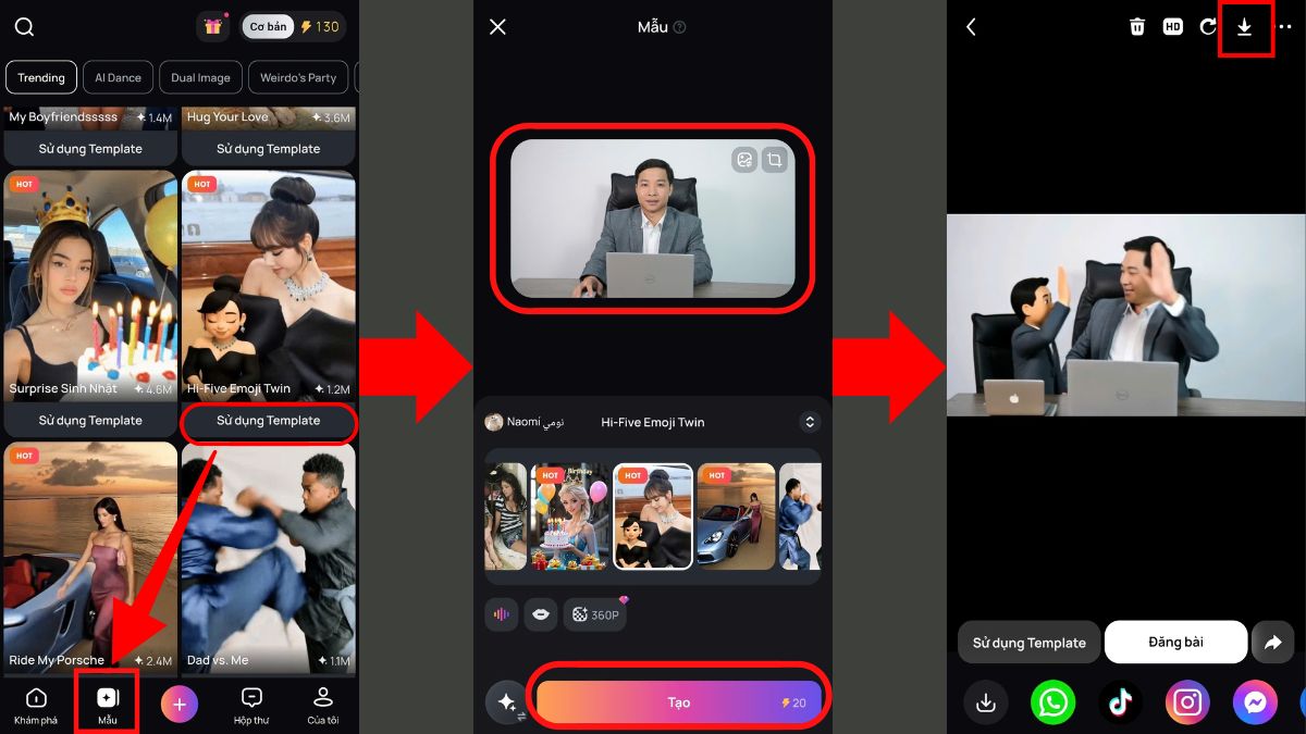 Hướng Dẫn Cách Tạo Video Bằng AI Trên Điện Thoại- Tạo video từ template 2