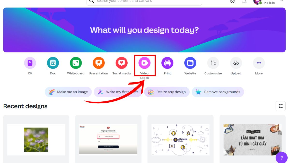 Cách Tạo Video Nhân Vật Nói Chuyện Bằng AI Trên Canva bước 1.1