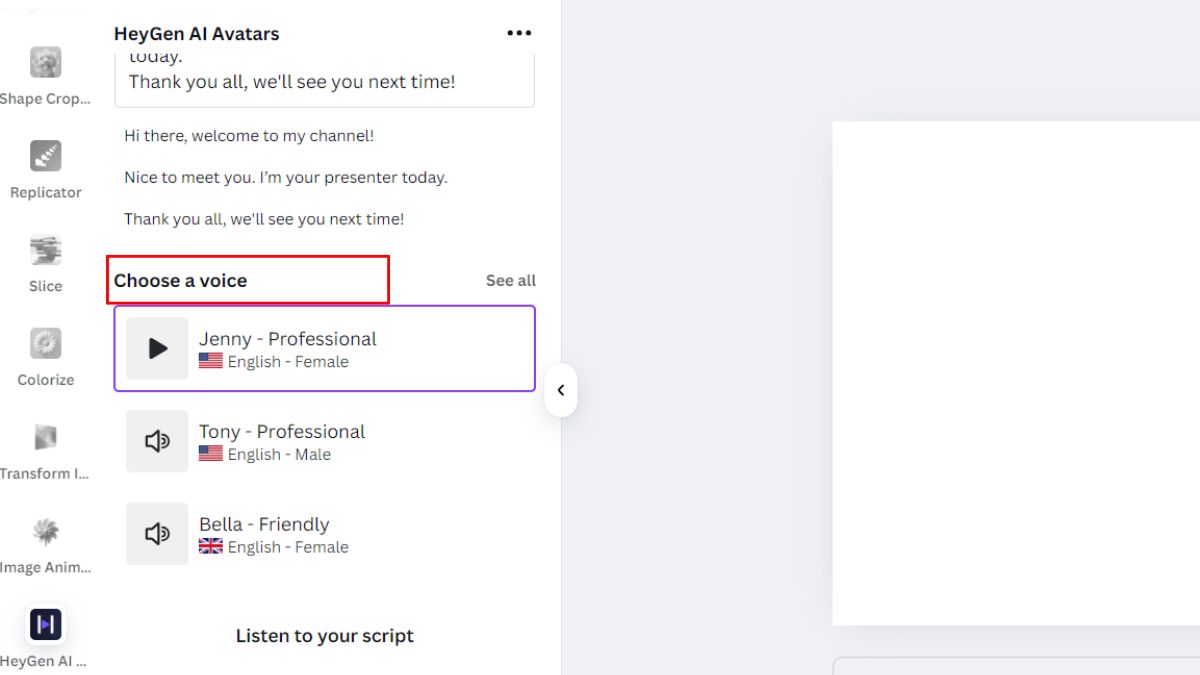 Cách Tạo Video Nhân Vật Nói Chuyện Bằng AI Trên Canva bước 3.2