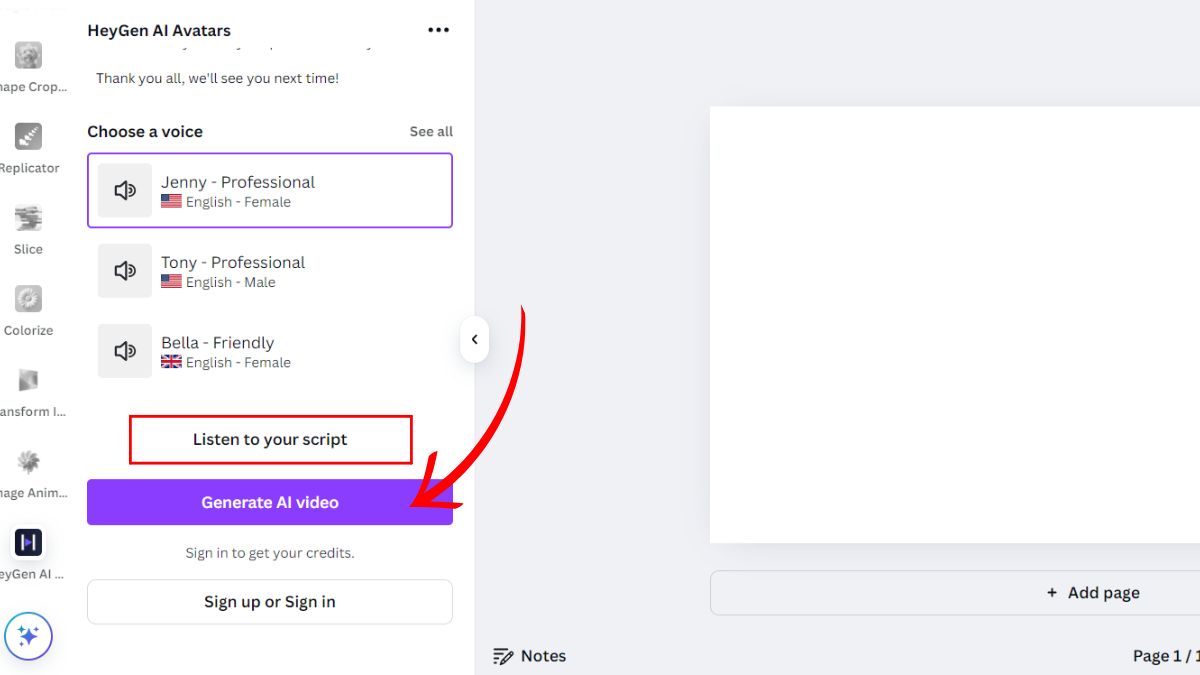 Cách Tạo Video Nhân Vật Nói Chuyện Bằng AI Trên Canva bước 3.3