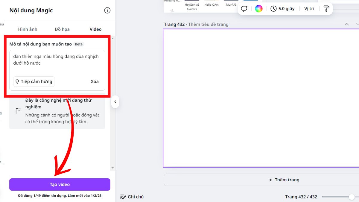 Cách Tạo Video Bằng AI Trên Canva Từ Văn Bản bước 2