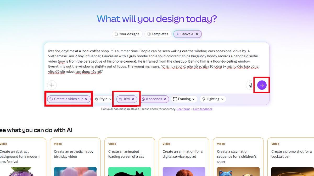 Hướng Dẫn Cách Tạo Video Veo 3 Trên Canva bước 3