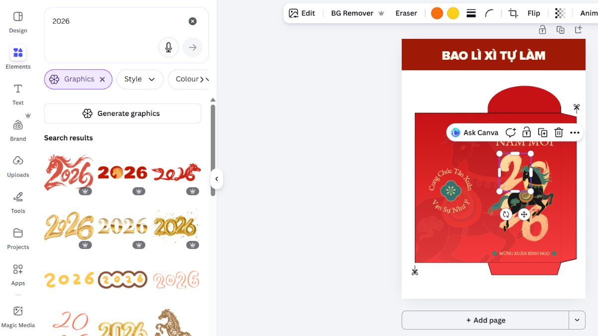 Hướng Dẫn Cách Thiết Kế Bao Lì Xì Tết Bằng Canva bước 3.2