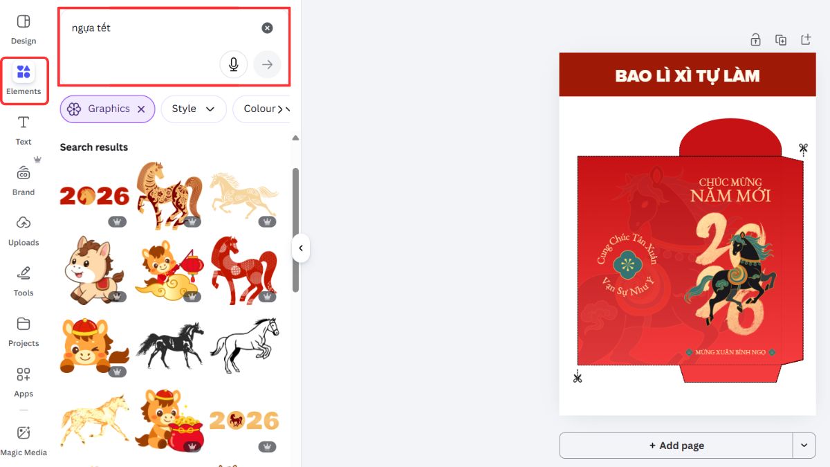 Hướng Dẫn Cách Thiết Kế Bao Lì Xì Tết Bằng Canva bước 2.1