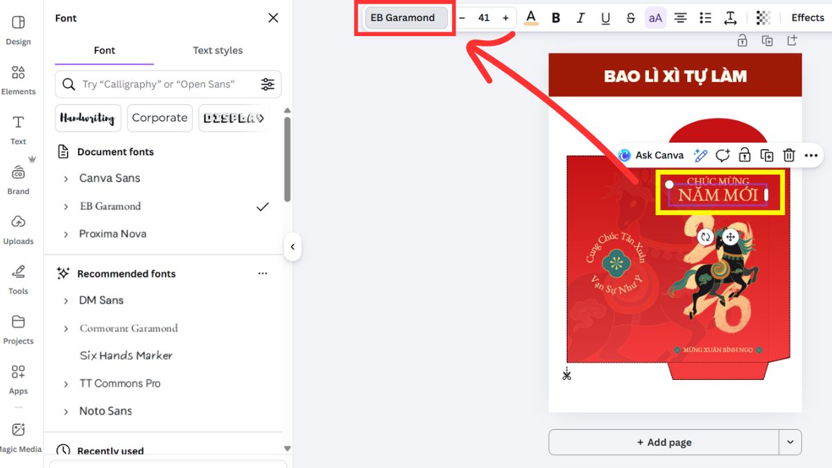 Hướng Dẫn Cách Thiết Kế Bao Lì Xì Tết Bằng Canva bước 3.1