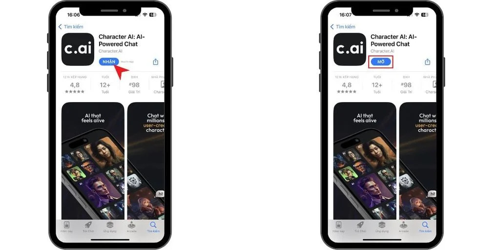 Hướng dẫn cách tải và sử dụng Character AI tiếng Việt trên điện thoại iOS bước 2