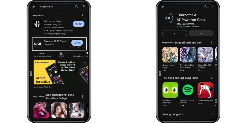 Hướng dẫn cách tải và sử dụng Character AI tiếng Việt trên điện thoại Android bước 2