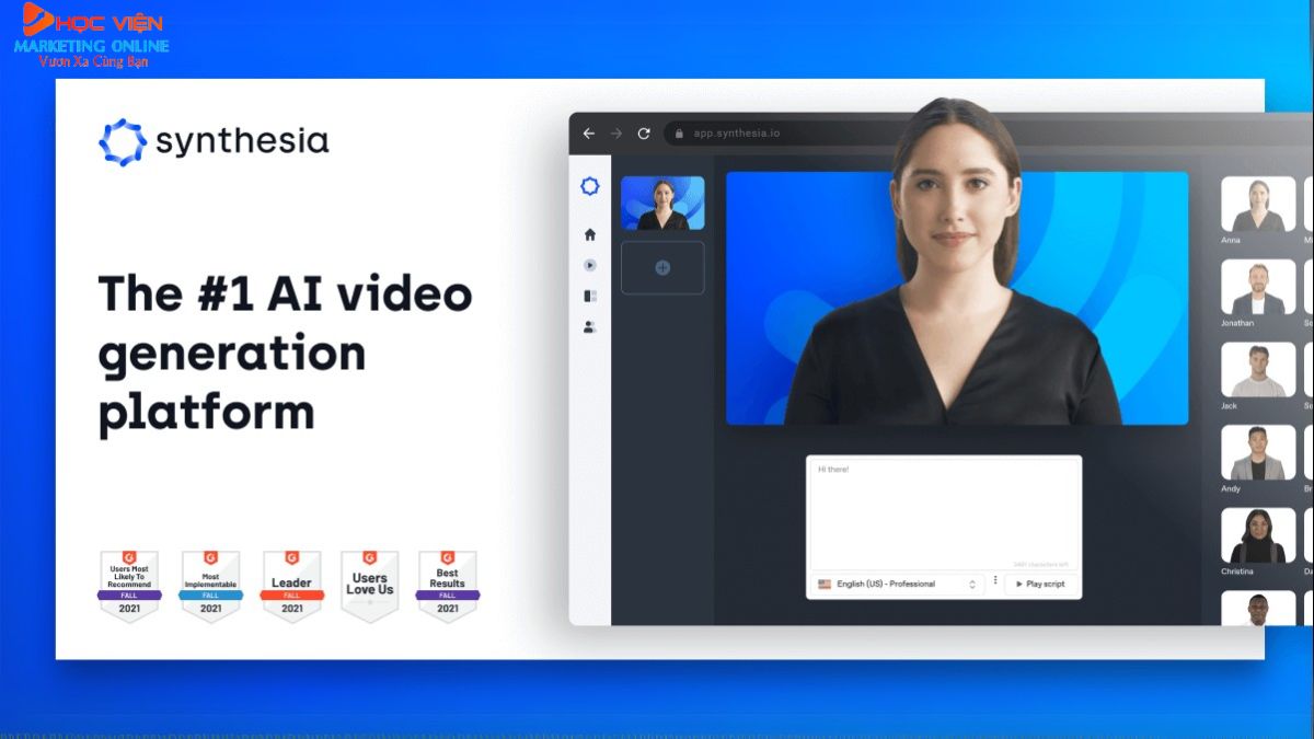 Các công cụ AI video trong Marketing phổ biến- Synthesia