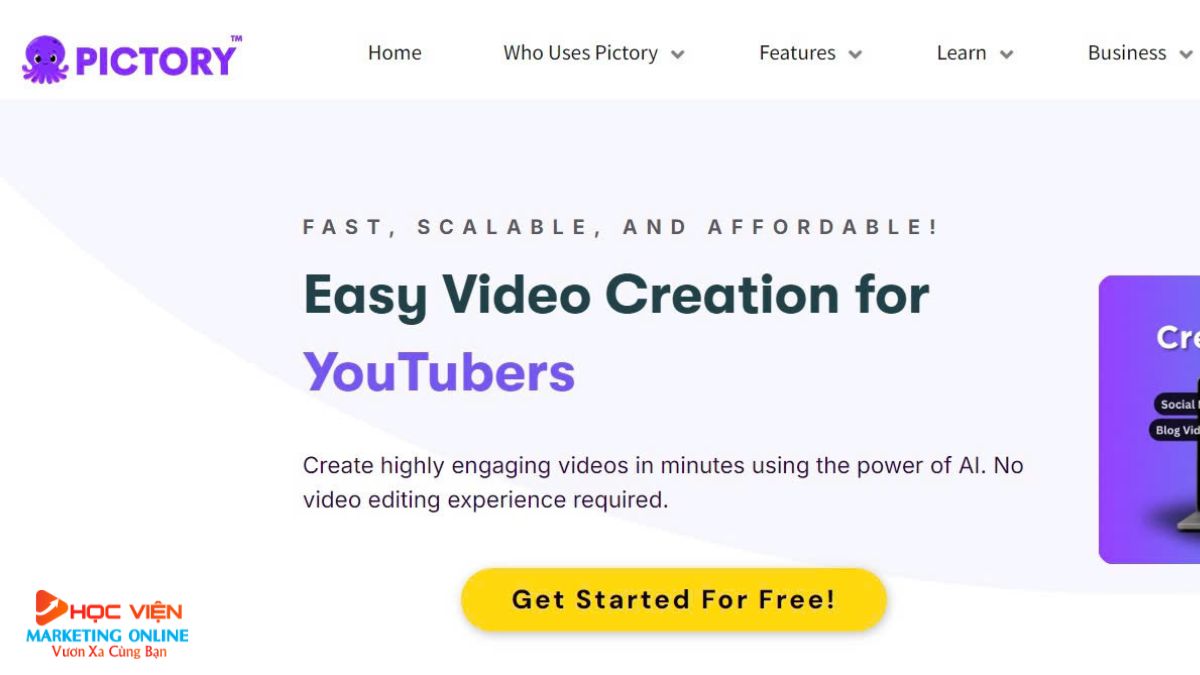 trình tạo AI video Generation free- Pictory