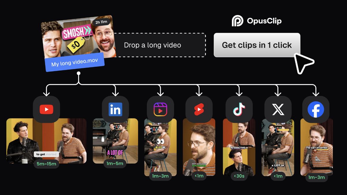 Công cụ chuyển video dài thành video ngắn tốt nhất 2025- OpusClip