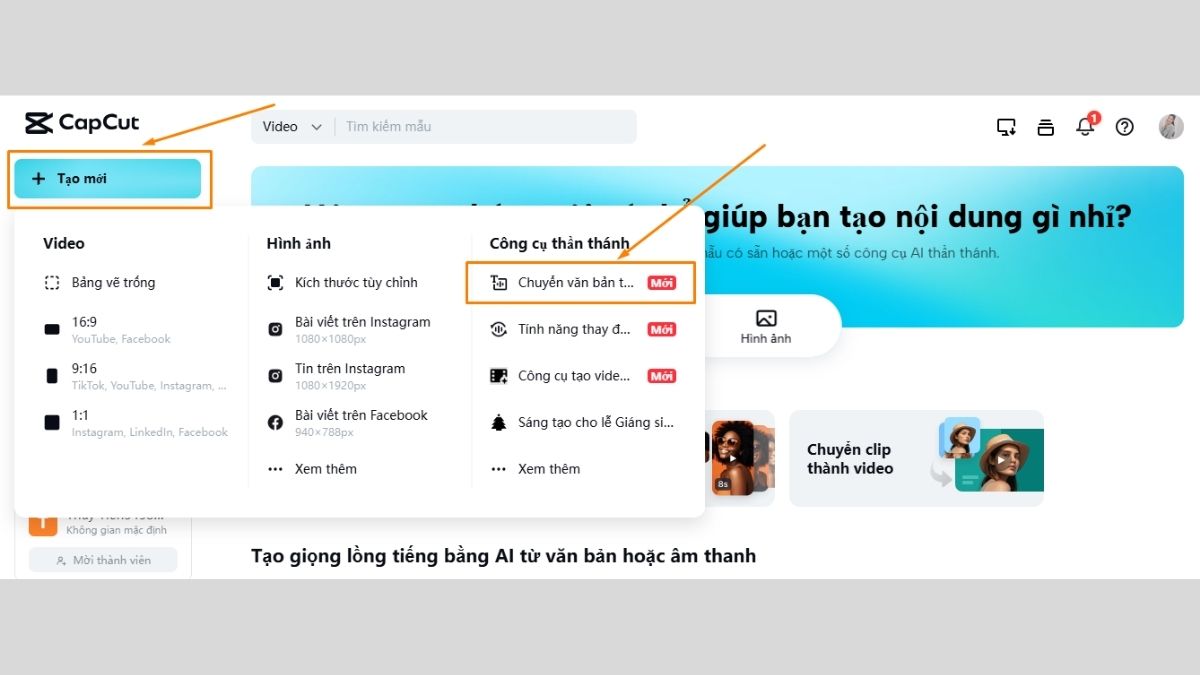 Hướng dẫn sử dụng CapCut bước 1.1