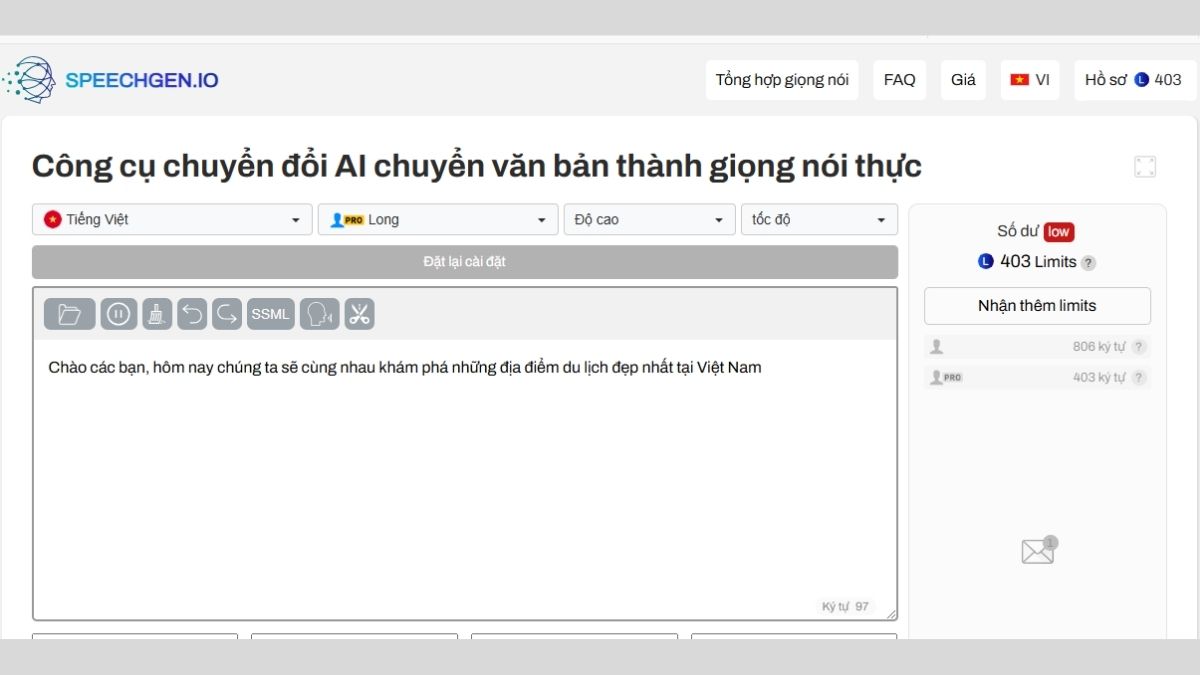 Hướng dẫn sử dụng SpeechGen bước 2.1