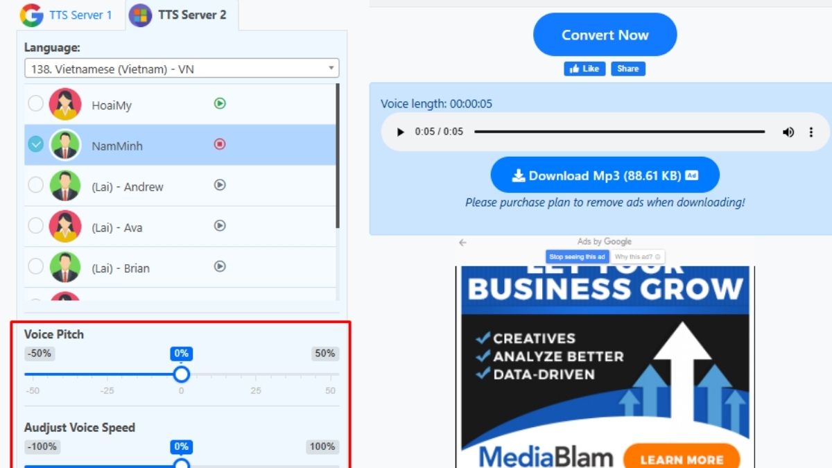 Hướng dẫn sử dụng nhanh TTSFree bước 3.2