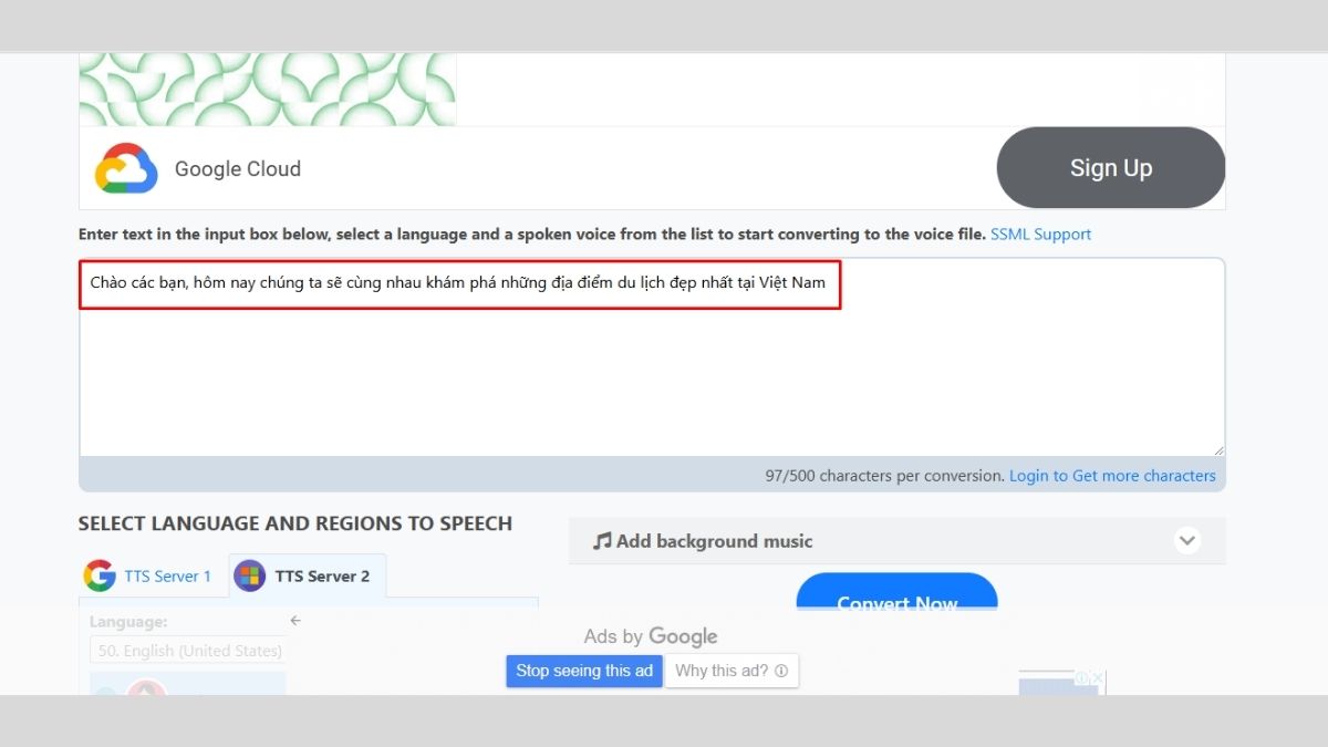 Hướng dẫn sử dụng nhanh TTSFree bước 2