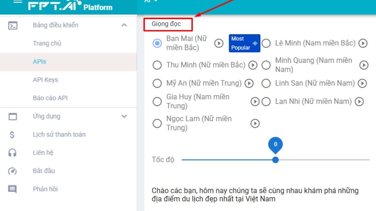 Hướng dẫn sử dụng FPT.AI Text to Speech bước 3
