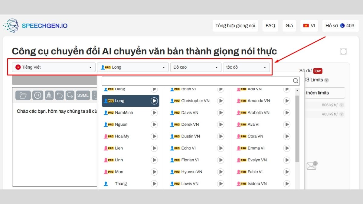 Hướng dẫn sử dụng SpeechGen bước 2.2