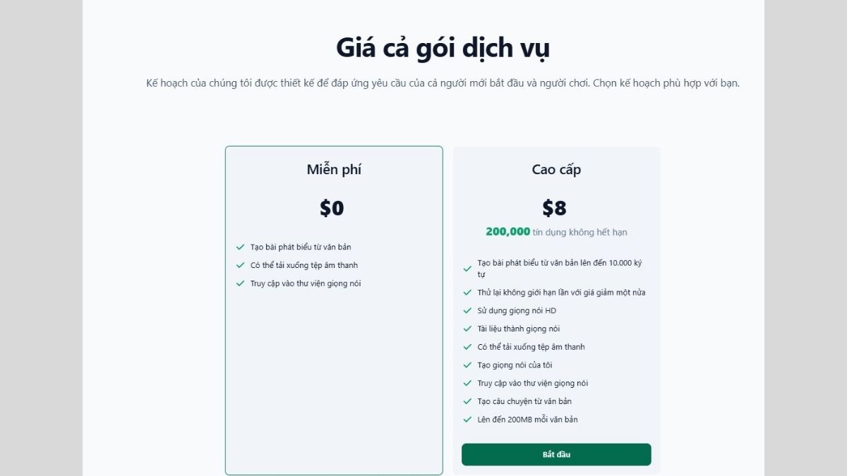Mức giá dịch vụ của TTS Open AI 