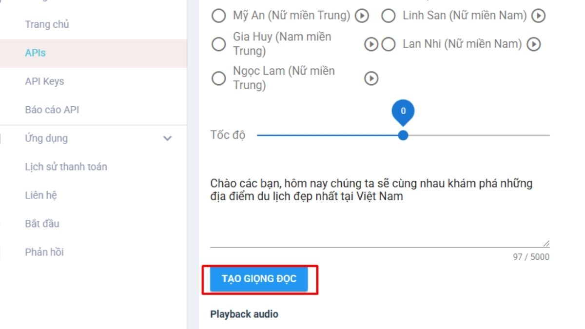 Hướng dẫn sử dụng FPT.AI Text to Speech bước 4