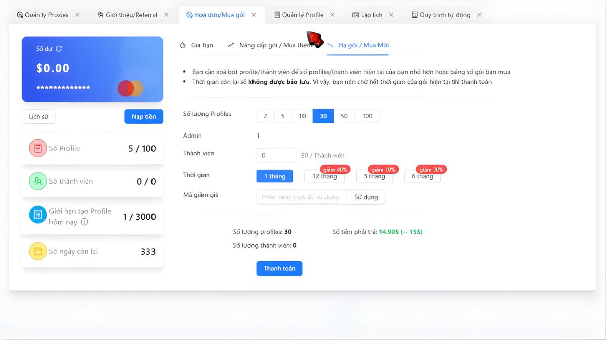 Chi Phí Sử Dụng OmniLogin