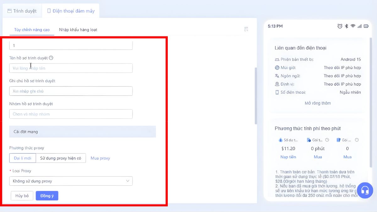 Cách Sử Dụng Antidetect Browser Morelogin Miễn Phí- Khởi tạo điện thoại đám mây bước 3