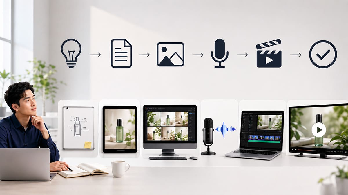quy trình biến ý tường thành video ai
