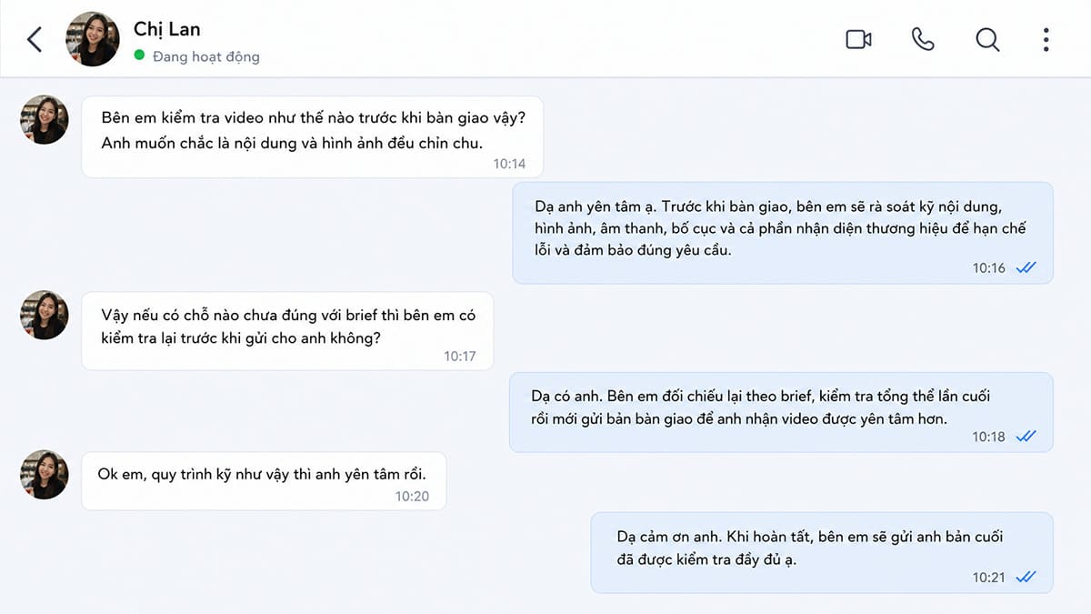 video được kiểm tra kĩ trước khi bàn giao