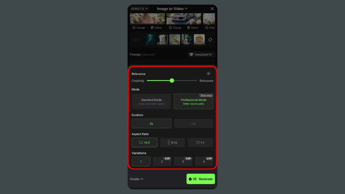 Cách chuyển ảnh thành video bằng AI trên điện thoại với Kling AI bước 3 tính năng Elements 4