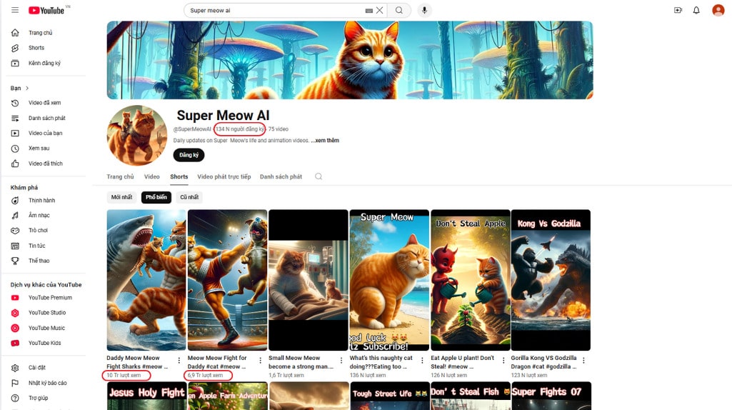 Xây dựng kênh TikTok, Youtube kiếm tiền từ quảng cáo với AI- Kênh Youtube Super Meow