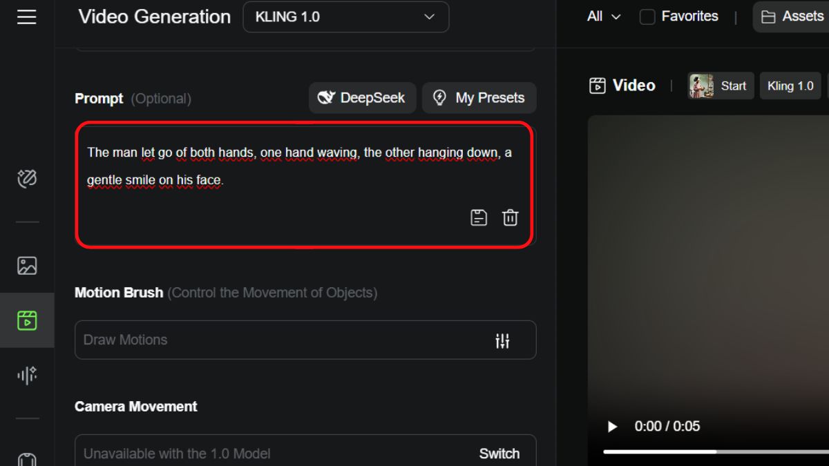 Tạo video chuyển động với Kling AI bước 3