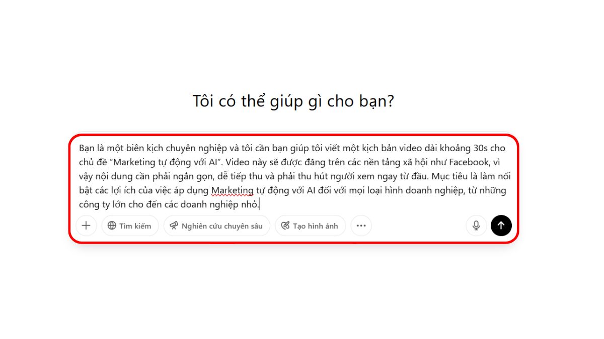 Xây dựng kịch bản với ChatGPT bước 2