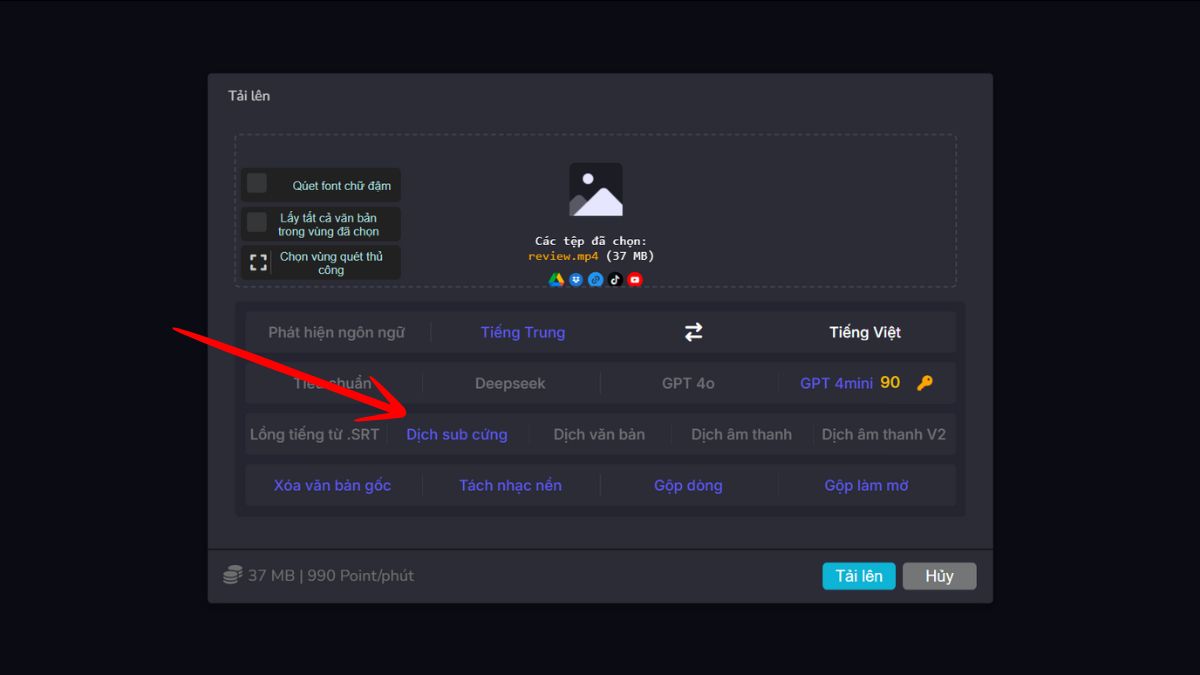 Cách làm video review phim bằng AI miễn phí với công cụ Dichtudong bước 4.2