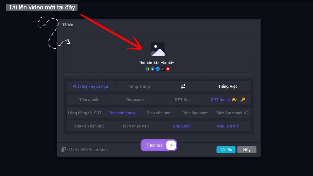 Cách làm video review phim bằng AI miễn phí với công cụ Dichtudong bước 3.1