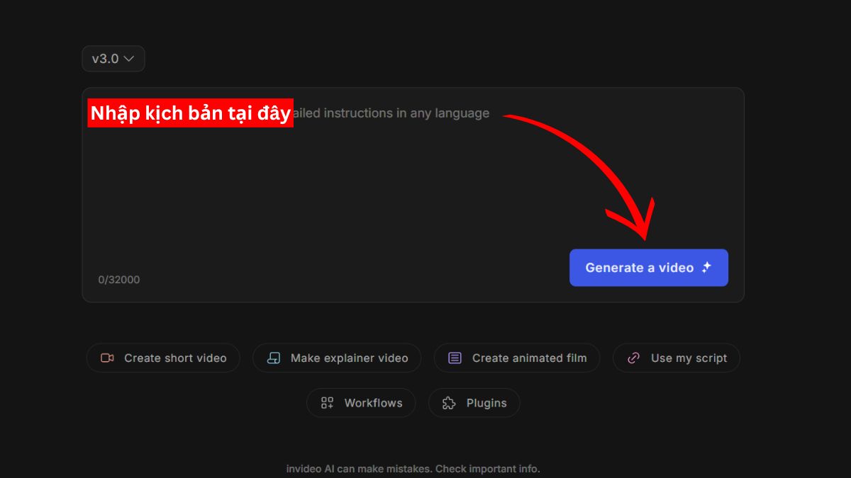 Cách làm video Youtube bằng AI với Invideo bước 2