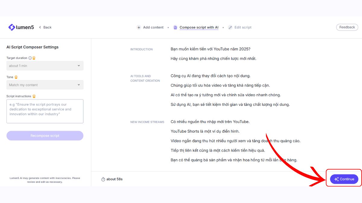 Cách làm video Youtube bằng AI với Lumen5 bước 5.2