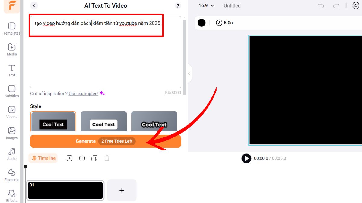 Cách tạo video Youtube bằng AI với FlexClip bước 4