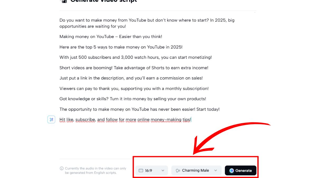 Cách tạo video Youtube bằng AI với CapCut AI bước 3.1