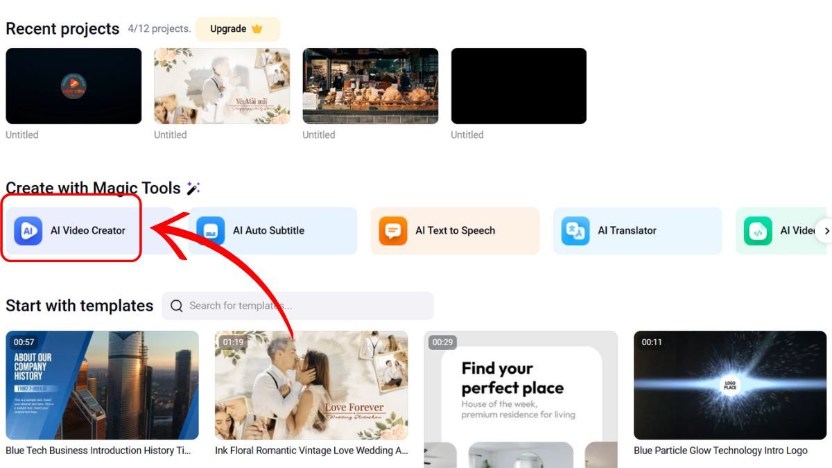 Cách tạo video Youtube bằng AI với FlexClip bước 2