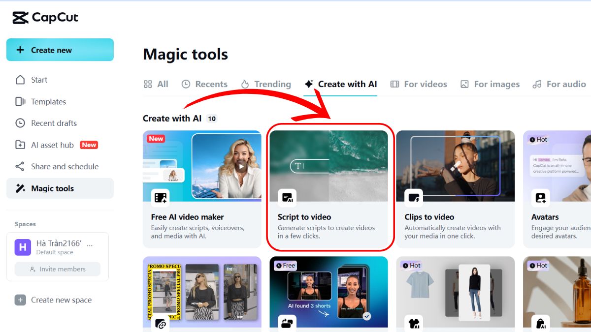 Cách tạo video Youtube bằng AI với CapCut AI bước 2