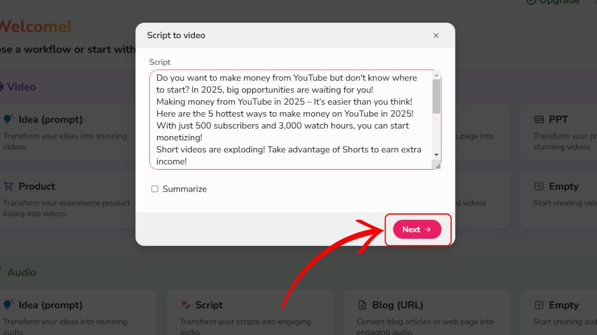 Cách làm video Youtube bằng AI với Fliki bước 3.1