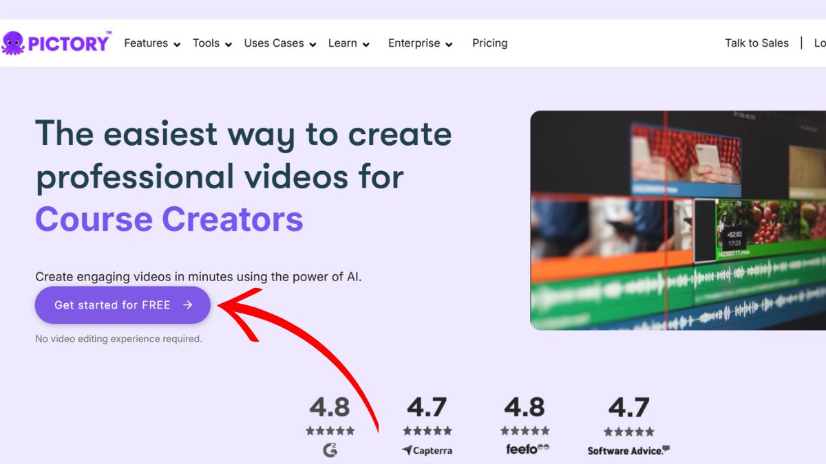 Công cụ làm video Youtube bằng AI- Hướng dẫn sử dụng Pictory bước 1