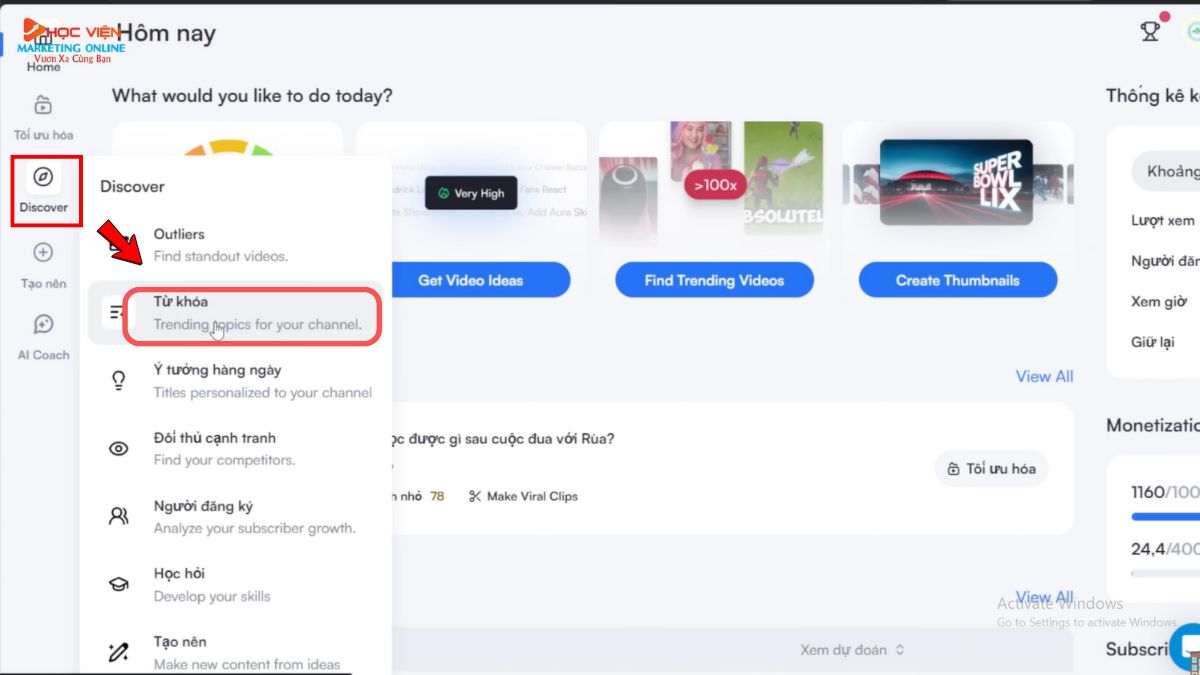 Các Bước Nghiên Cứu Từ Khóa Youtube Bằng Công Cụ VidIQ Bước 2.1