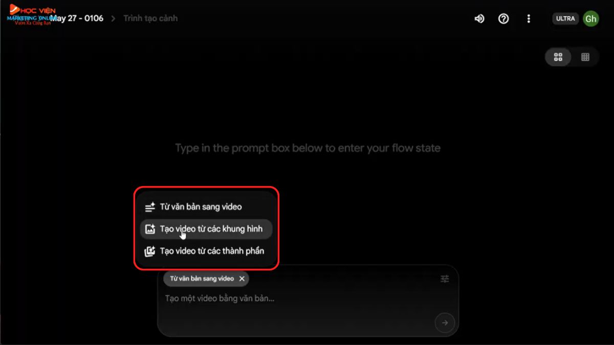 vCách tạo video Veo 3 miễn phí với giao diện Flow bước 2