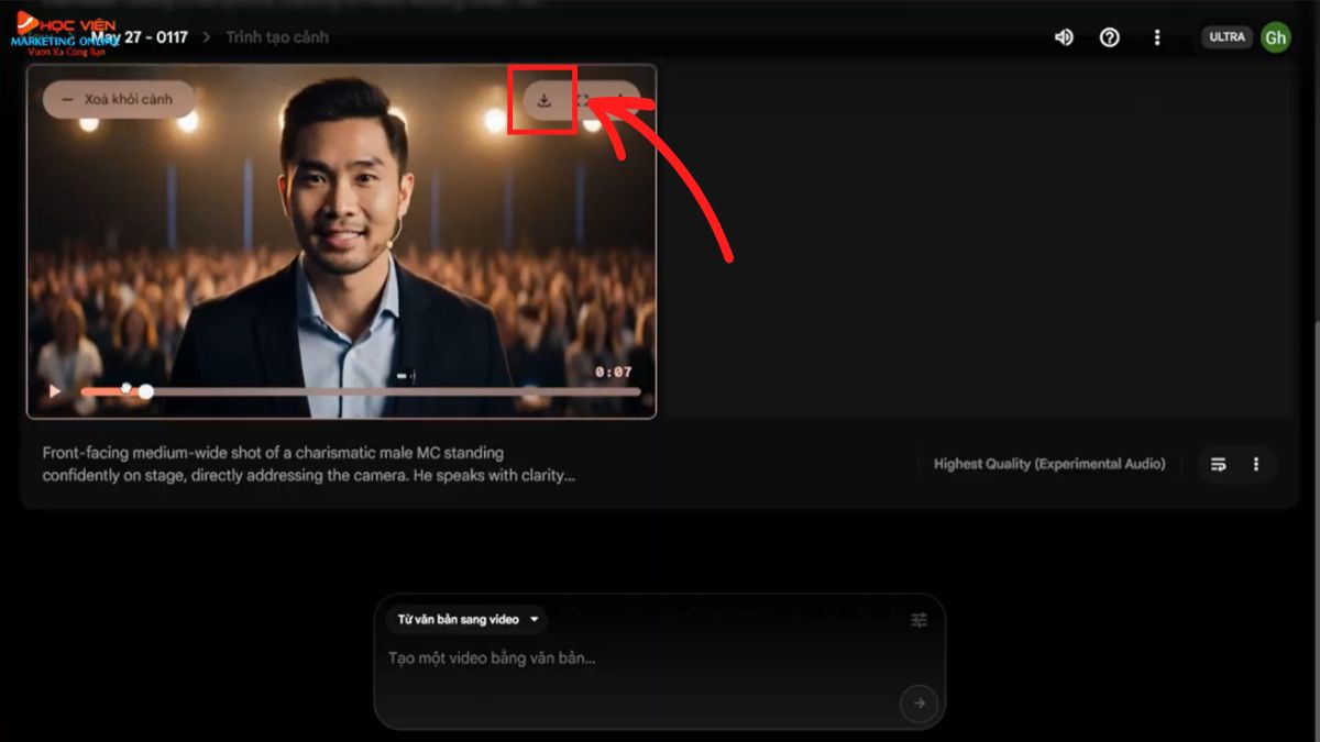 Cách tạo video Veo 3 có một nhân vật nói chuyện với giao diện Flow bước 4