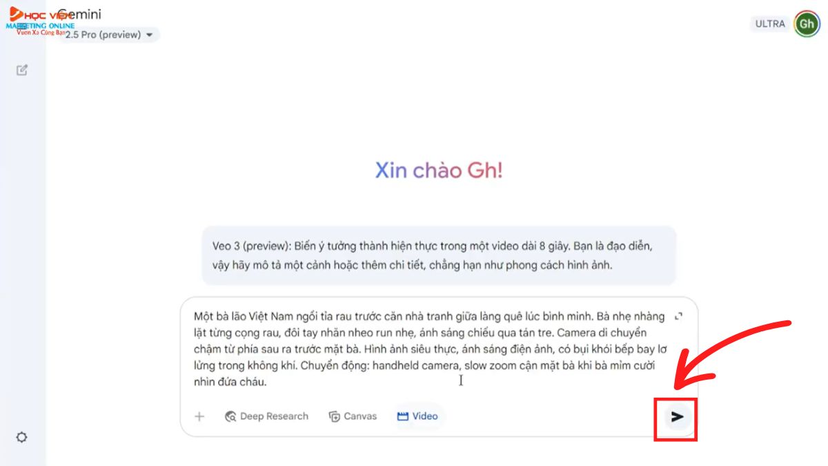 Hướng dẫn cách sử dụng Google Veo 3 qua Gemini- Cách tạo video với Gemini bước 3