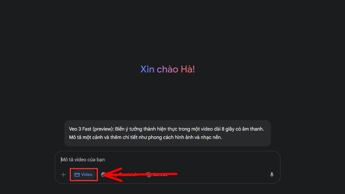 Hướng dẫn cách sử dụng Google Veo 3 qua Gemini Pro không cần chuyển vùng bước 3