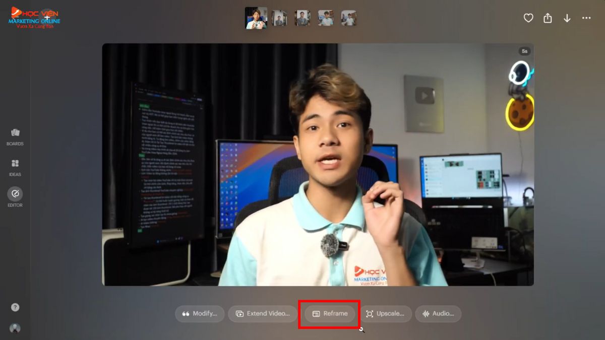 Hướng dẫn sử dụng tính năng Editor (Reframe) để chỉnh sửa video bước 2