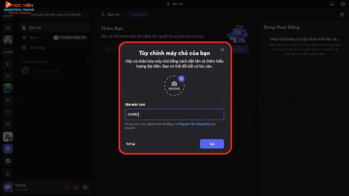 Cách dùng Midjourney thông qua Discord bước 3
