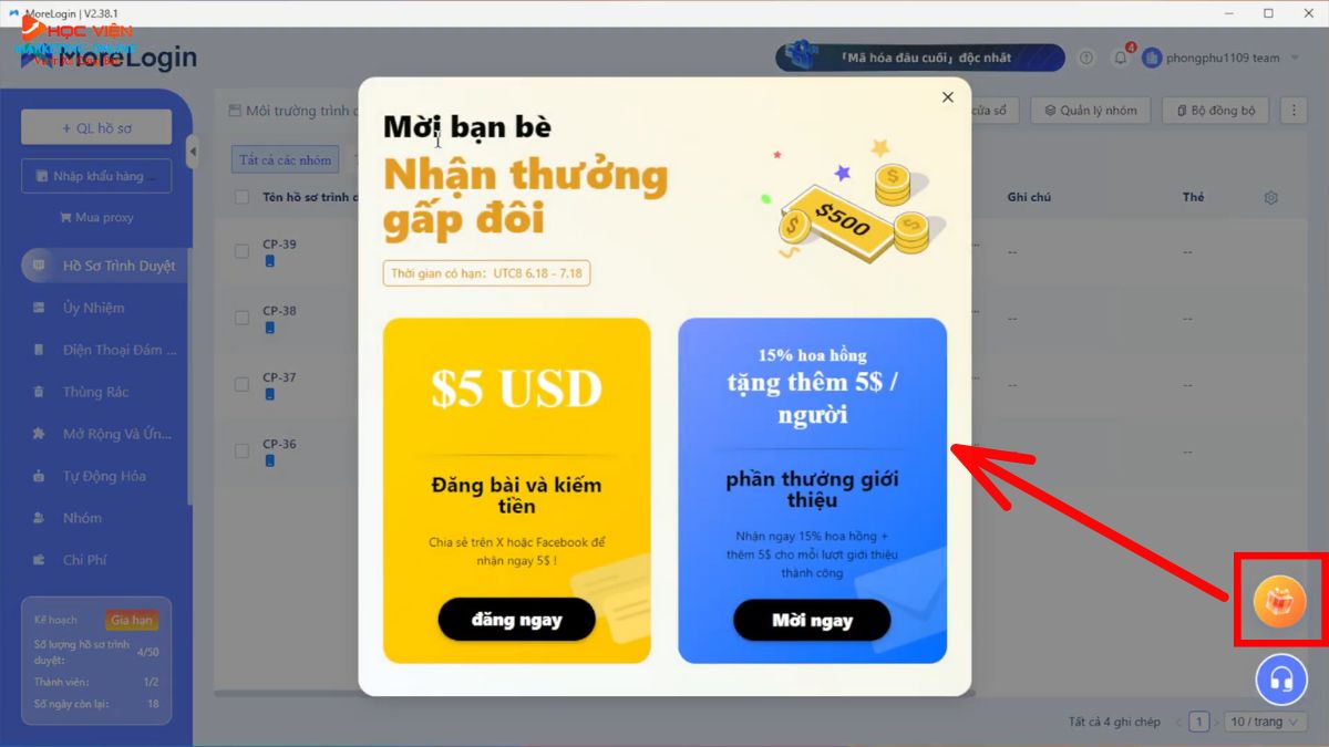 Chương trình Giới thiệu (Mời bạn bè nhận thưởng)