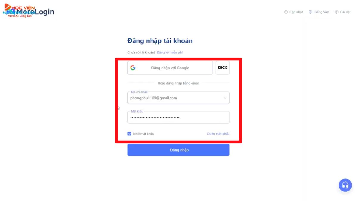Cách đăng ký tài khoản MoreLogin miễn phí